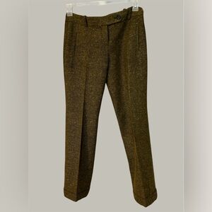 LOFT Wool Blend Dress Pants Womens 4P Brownish Tweed Pleated Cuffed Office Wear